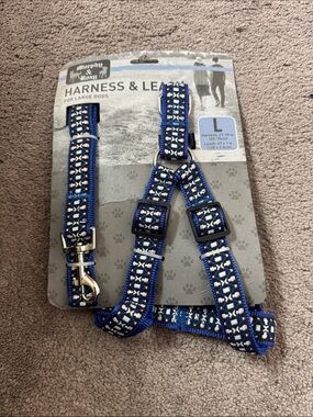 Murphy & Roxy Blue Printed Dog Harness & Leash